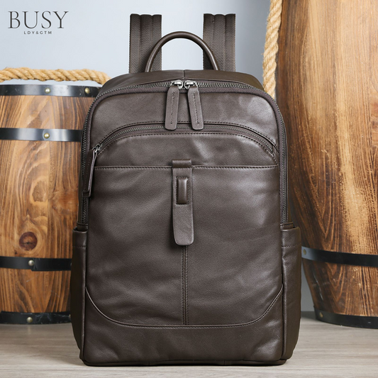 Rucsac din piele Barreta, unisex, capacitate mare, spatiu tableta si laptop