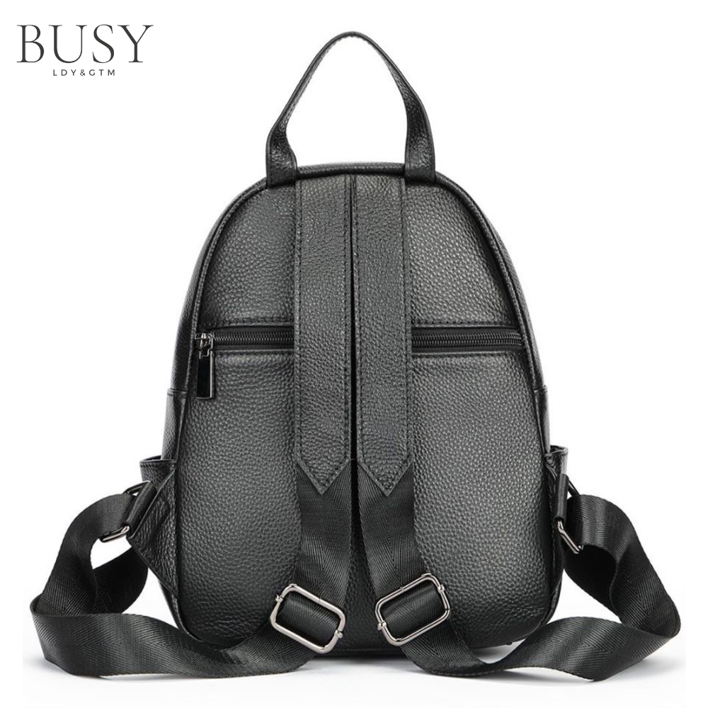 Rucsac dama Ziana, piele naturala, negru