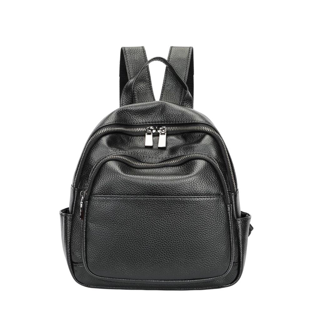 Rucsac dama Ziana, piele naturala, negru
