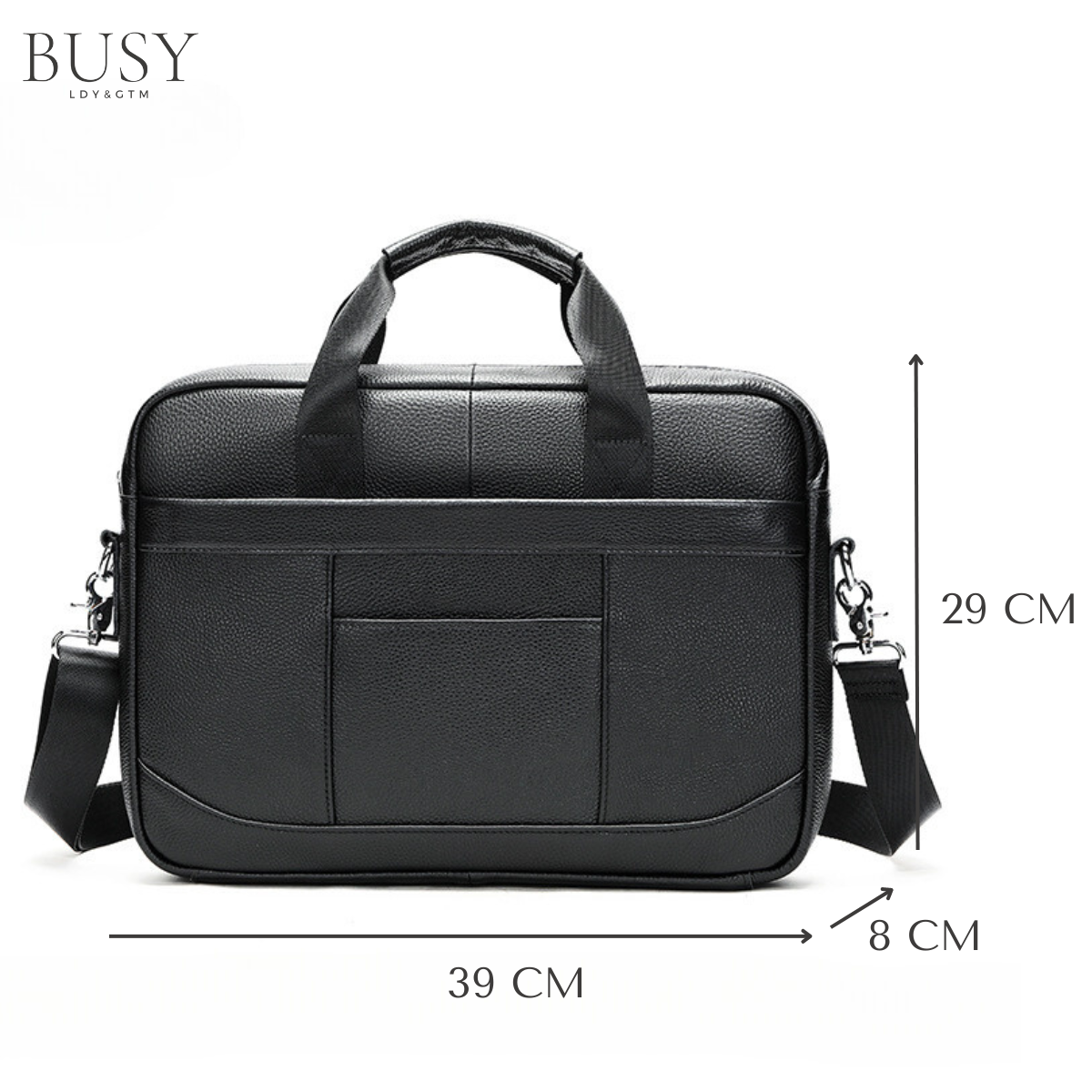 Geanta laptop 15' Profu', piele naturala, unisex, de umar, de mana, neagra