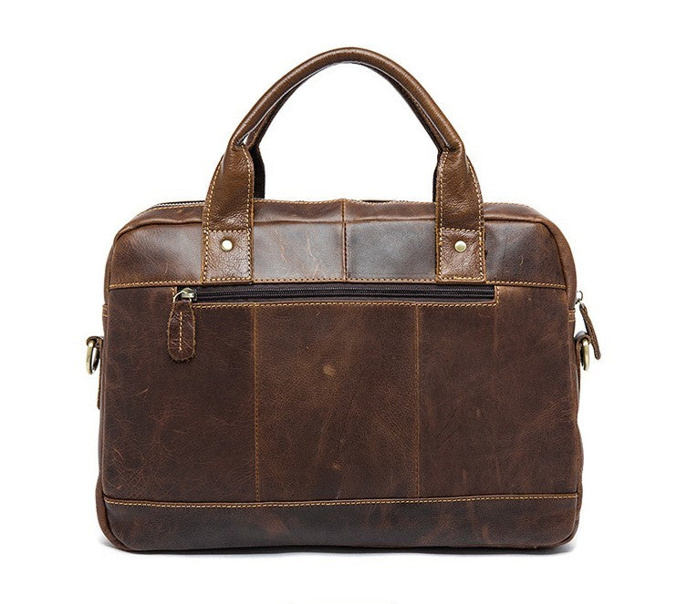 Servieta piele naturala Spark, unisex, laptop 14", maro