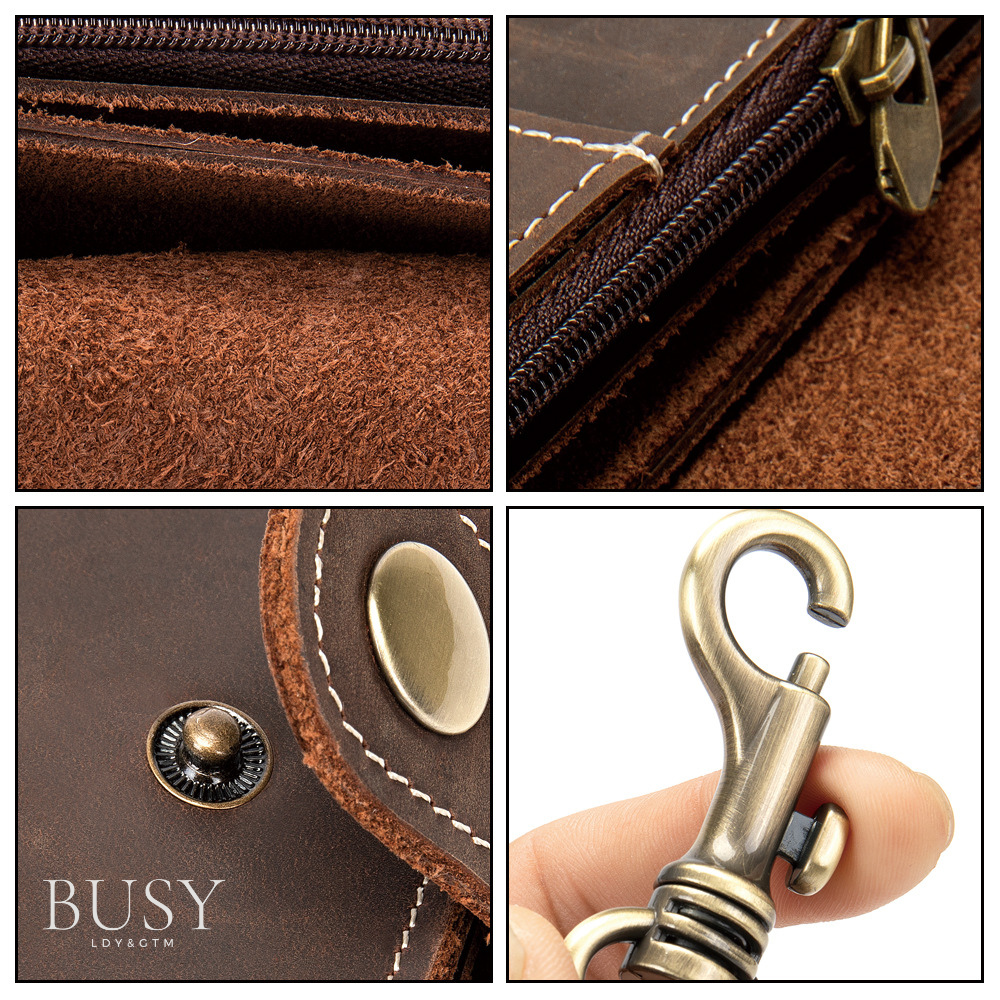 Portofel dama Rock, piele naturala premium, compartiment smartphone, maro