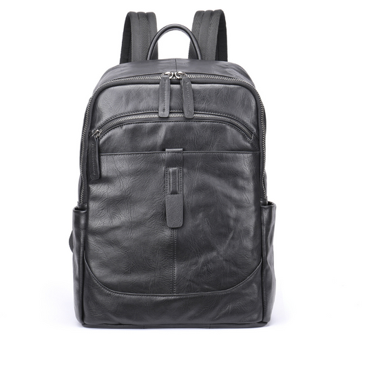 Rucsac piele Barreta, piele naturala, unisex, capacitate mare, spatiu tableta si laptop, negru