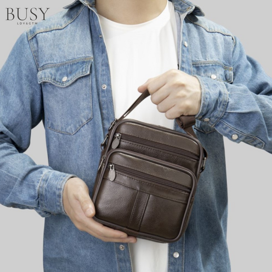 Geanta piele barbati umar mana Ancorn Busy Lady & Gentleman maro