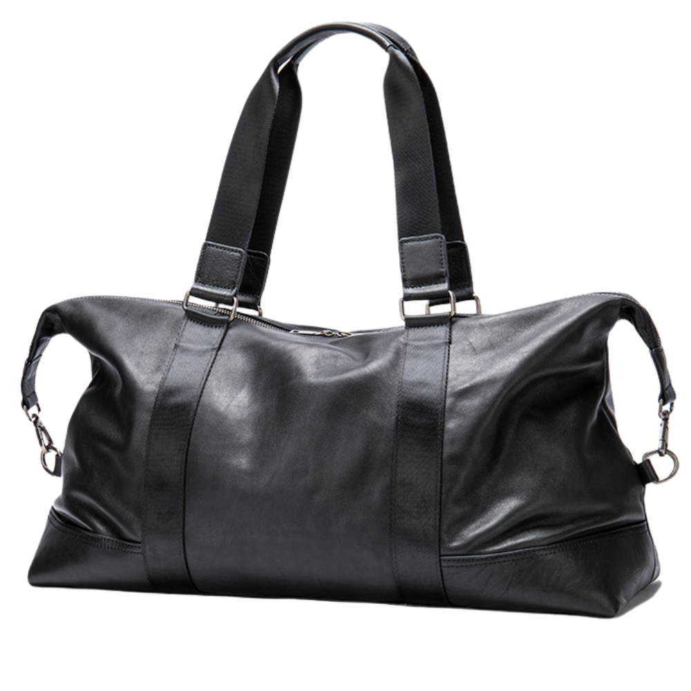 Geanta voiaj / fitness Maverick, piele naturala, compartiment laptop, unisex, capacitate mare, neagra