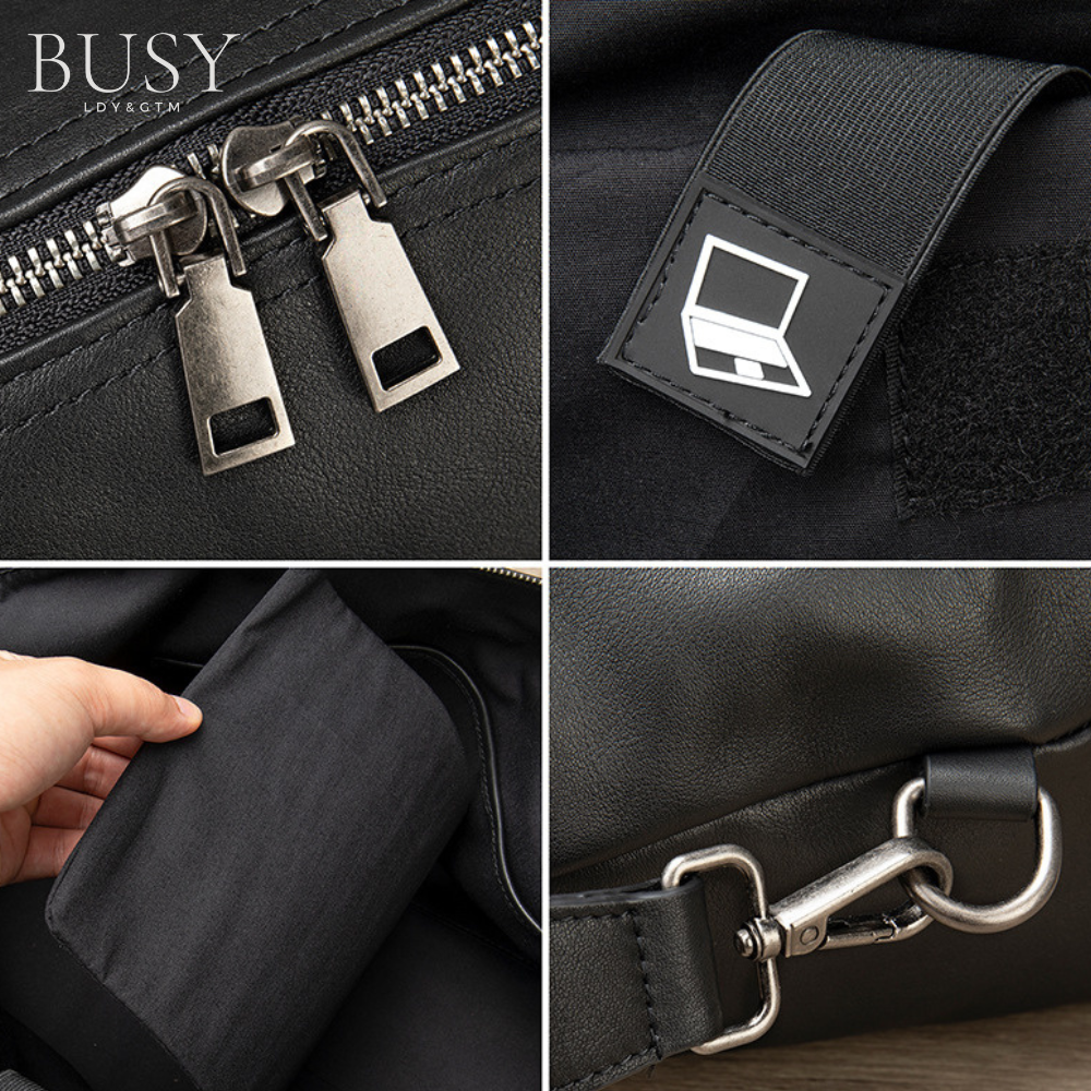Geanta voiaj / fitness Maverick, piele naturala, compartiment laptop, unisex, capacitate mare, neagra