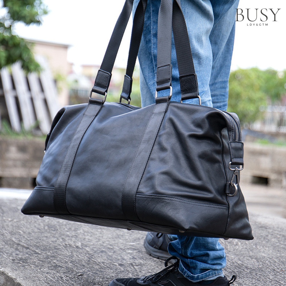 Geanta voiaj / fitness Maverick, piele naturala, compartiment laptop, unisex, capacitate mare, neagra