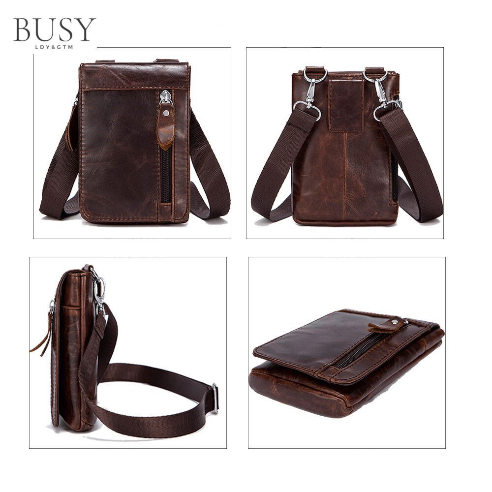 Geanta barbati Oak, piele naturala, de curea si de umar, maro