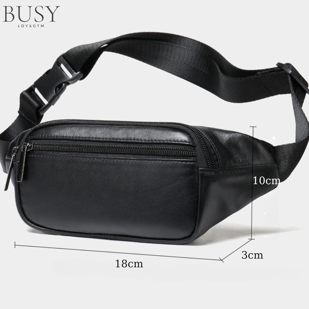 Borseta unisex Aspen, piele naturala, de brau, negra