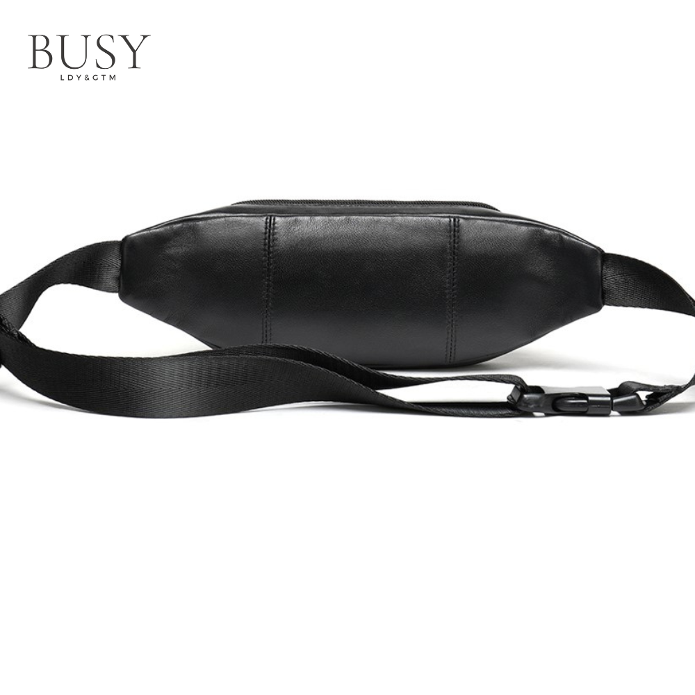 Borseta unisex Aspen, piele naturala, de brau, negra