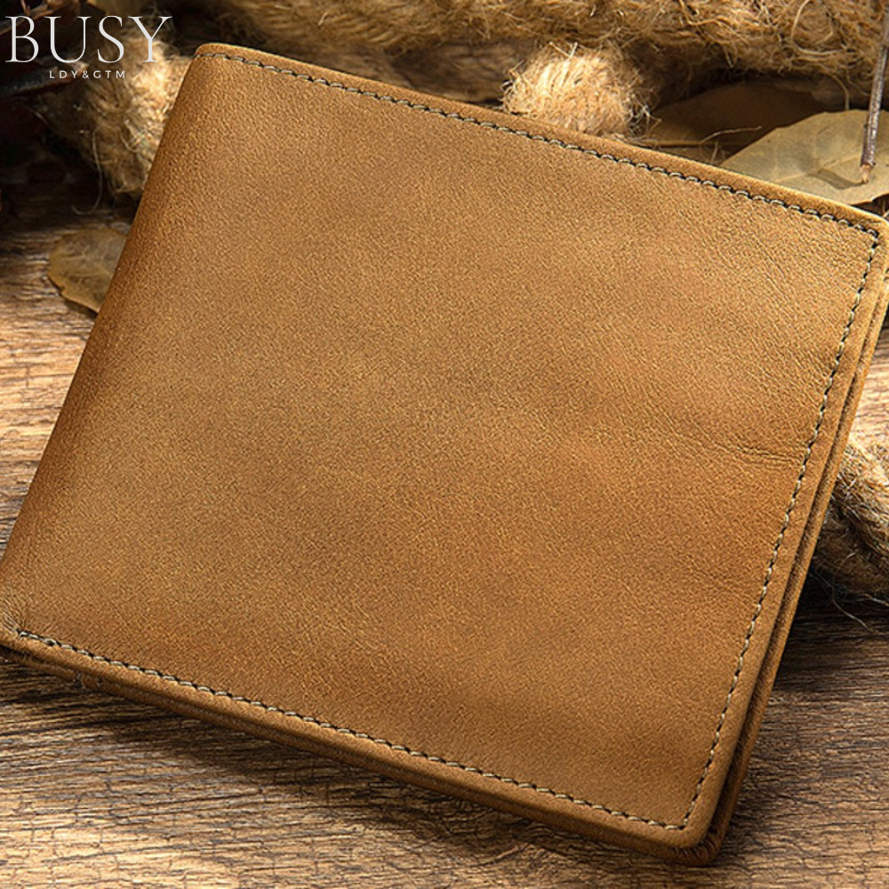 Portofel barbati NoScan Bruiage, piele naturala, antiscanare carduri RFID, compartiment carte de identitate, maro