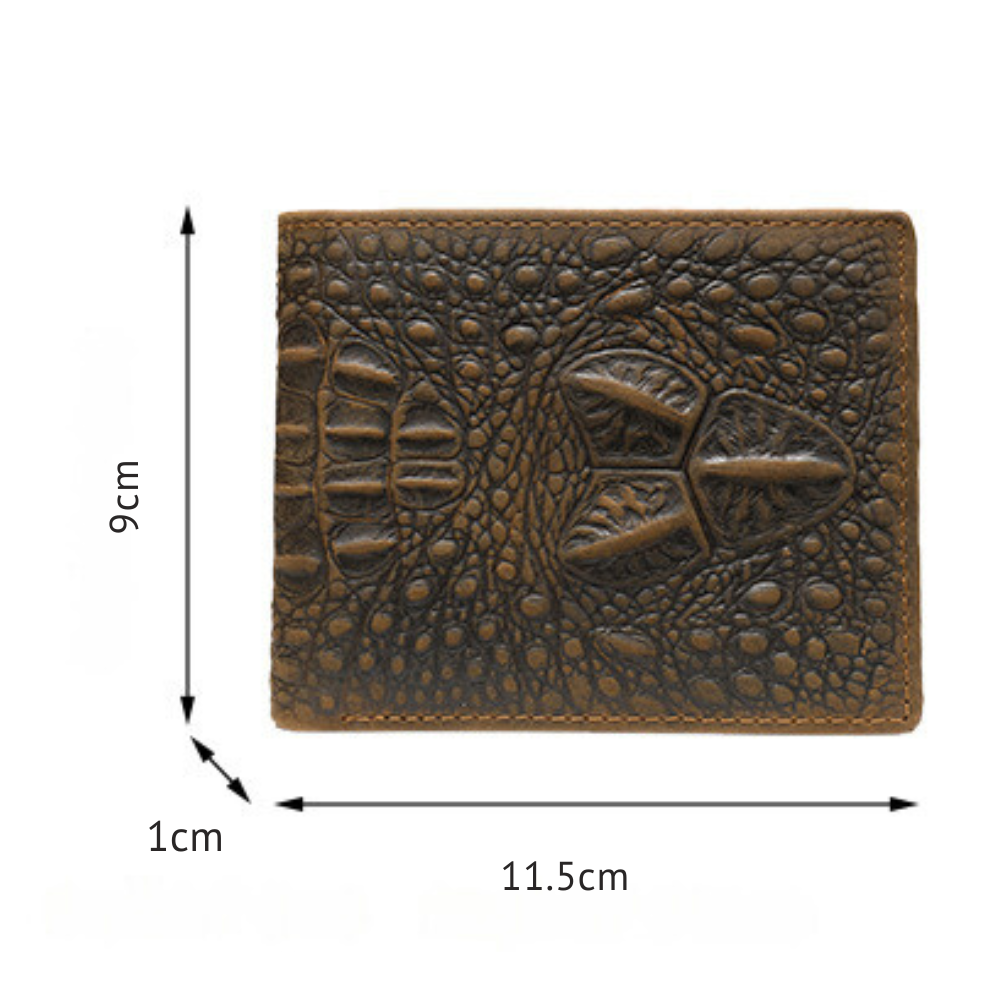 Portofel barbati Crock, piele naturala cu imprimeu crocodil, compatibil carte de identitate, maro