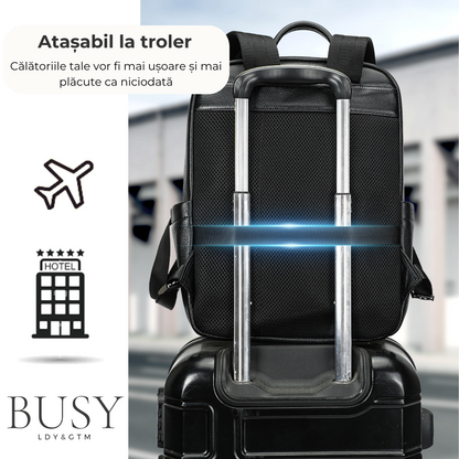 Rucsac Urban / Călătorii din Piele Naturală, Industry, negru