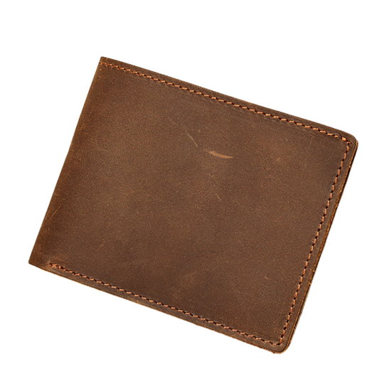 Portofel compact piele naturala Crazy Horse, Clas B, Coffee