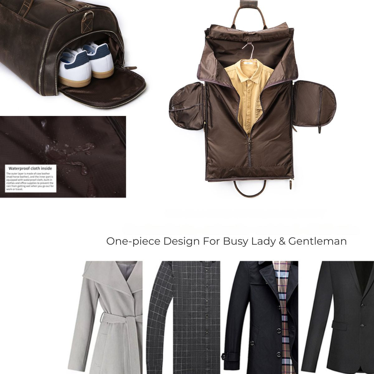 Geanta voiaj piele naturala sala fitness garderoba Atlas Busy Lady & Gentleman dark coffee