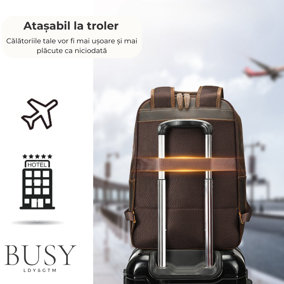 Rucsac pentru Laptop de 17 inch, Piele Naturală Crazy Horse, Enduran, Maro