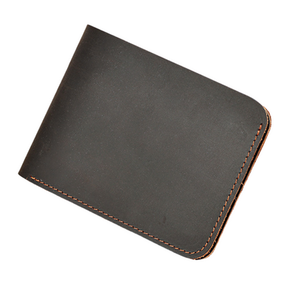 Portofel minimalist piele naturala Crazy Horse, Clas A, stil retro, Dark Coffee