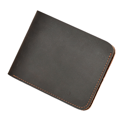 Portofel minimalist piele naturala Crazy Horse, Clas A, stil retro, Dark Coffee