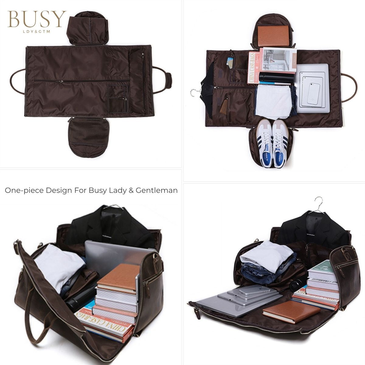 Geanta voiaj piele naturala sala fitness garderoba Atlas Busy Lady & Gentleman dark coffee