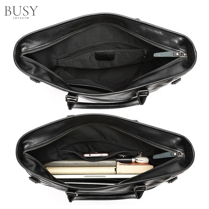 Geantă dama din piele naturală, laptop 15inch, Criss, negru