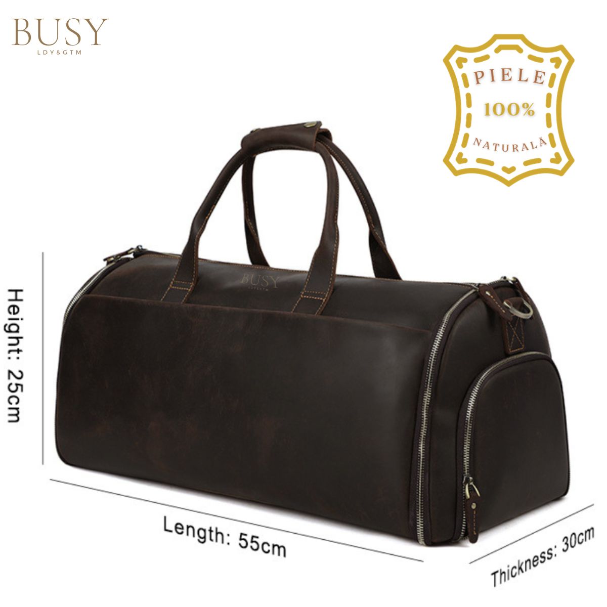 Geanta voiaj piele naturala sala fitness garderoba Atlas Busy Lady & Gentleman dark coffee