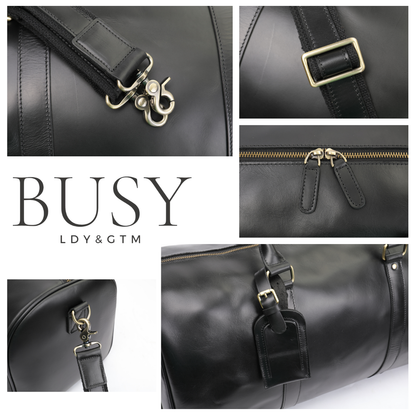 Geanta voiaj / fitness Nomad, piele naturala, compartiment incaltaminte, unisex, capacitate mare, Oil Black