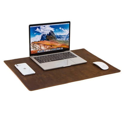 Desk mat premium din piele naturala Crazy Horse, BUSY LDY & GTM® - coffee