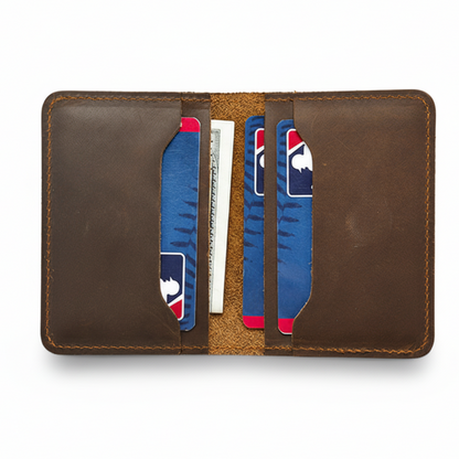 Portofel compact piele naturala Crazy Horse , Clas 2, stil retro, maro