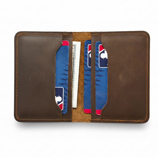 Portofel compact piele naturala Crazy Horse , Clas 2, stil retro, maro