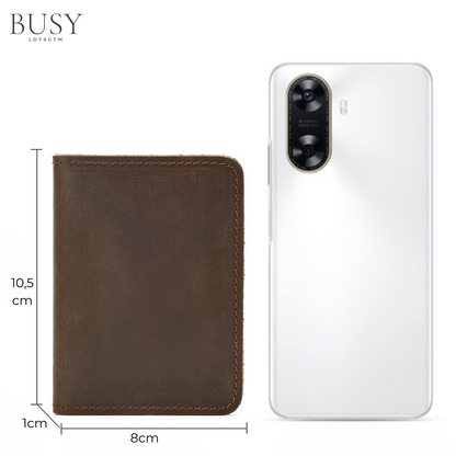 Portofel compact piele naturala Crazy Horse ,BUSY LDY & GTM® Clas, stil retro, maro