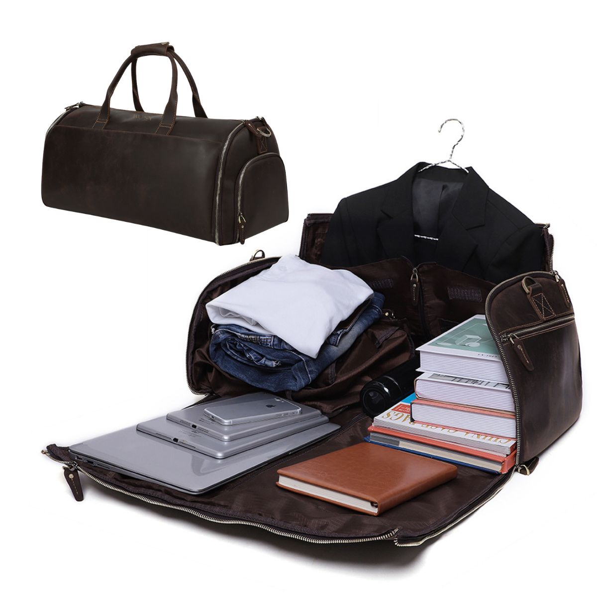 Geanta voiaj piele naturala sala fitness garderoba Atlas Busy Lady & Gentleman dark coffee