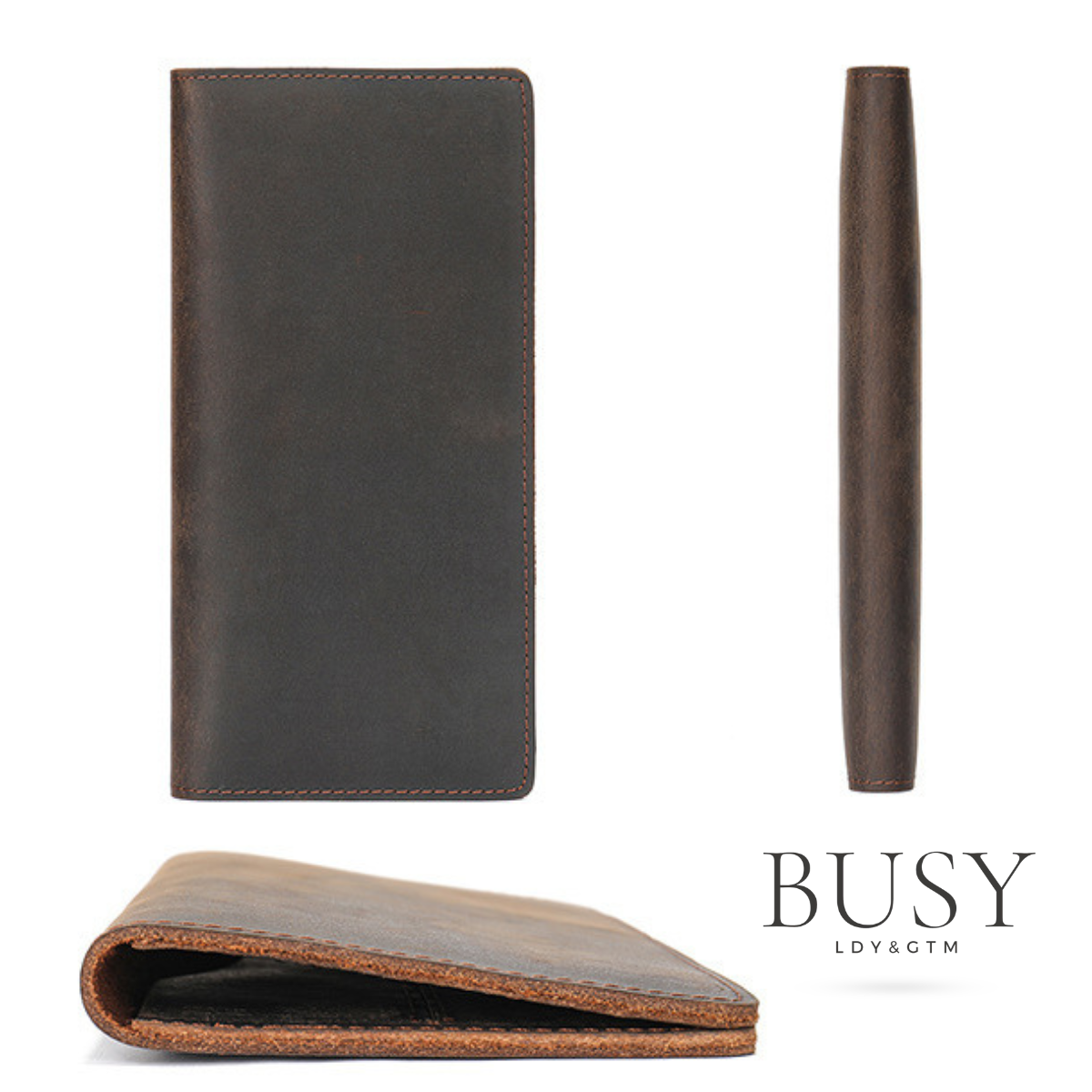 Portofel compact damă piele naturala Crazy Horse, Clas C, Dark Coffee