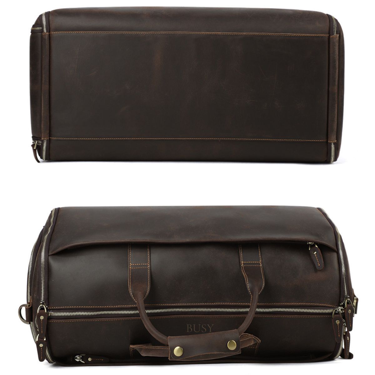 Geanta voiaj piele naturala sala fitness garderoba Atlas Busy Lady & Gentleman dark coffee