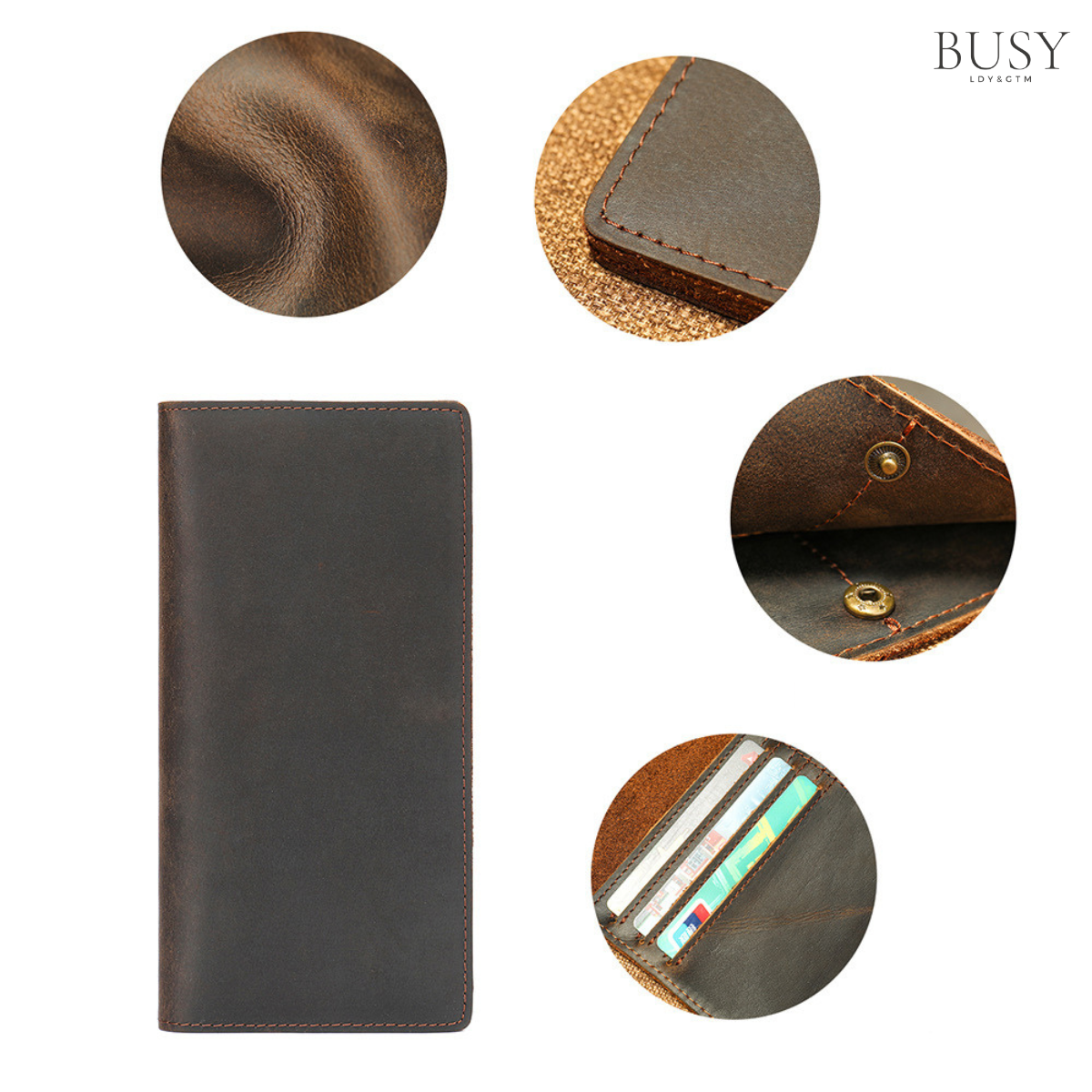 Portofel compact damă piele naturala Crazy Horse, Clas C, Dark Coffee