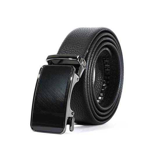 Curea barbati piele naturală, cataramă automată, Negru Elegance