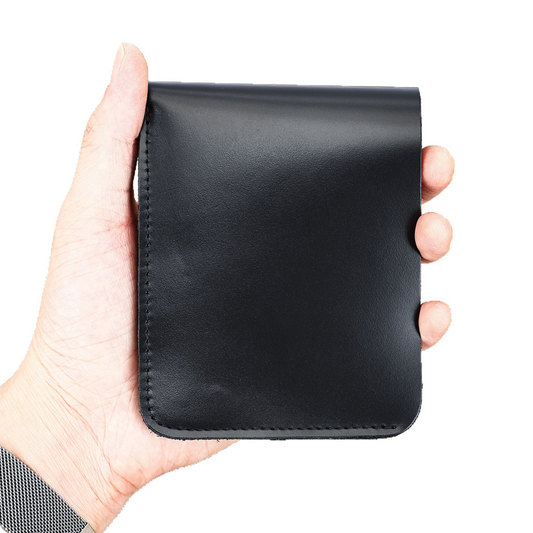 Portofel minimalist piele naturala, Clas A, stil retro, negru