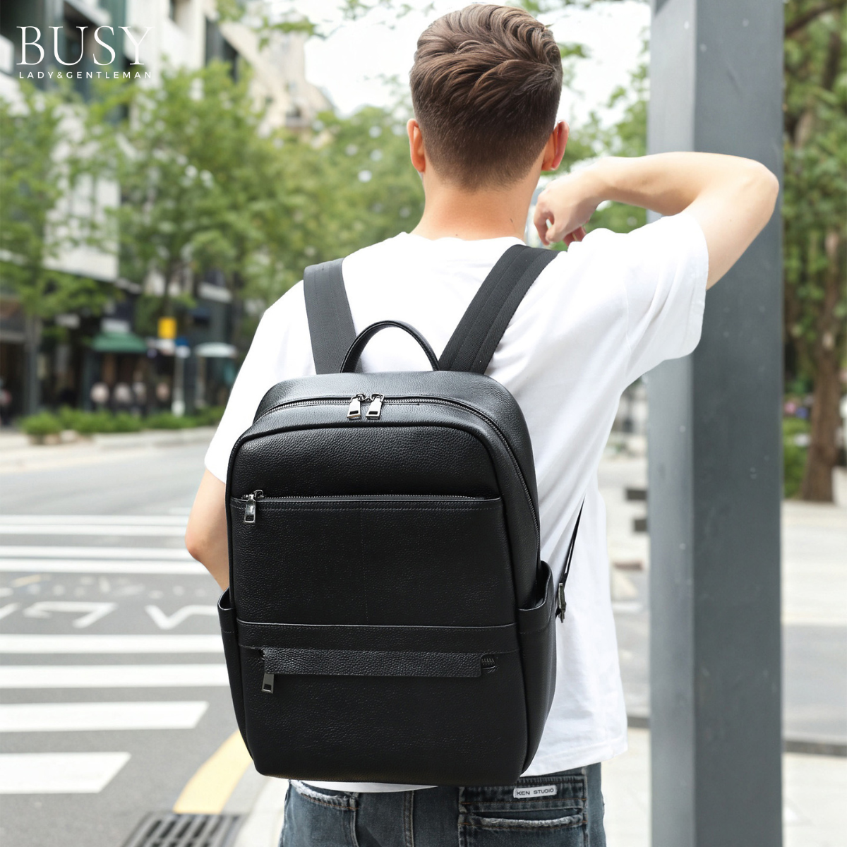 Rucsac Urban / Călătorii din Piele Naturală, Industry, negru