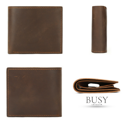Portofel piele naturala Crazy Horse, Work , stil retro, maro