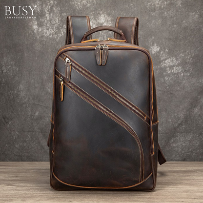 Rucsac pentru Laptop de 17 inch, Piele Naturală Crazy Horse, Enduran, Maro
