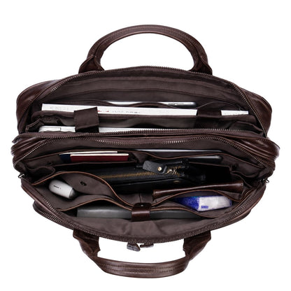 Servietă business din piele naturală, compartiment laptop 15'', Regent - coffe oil