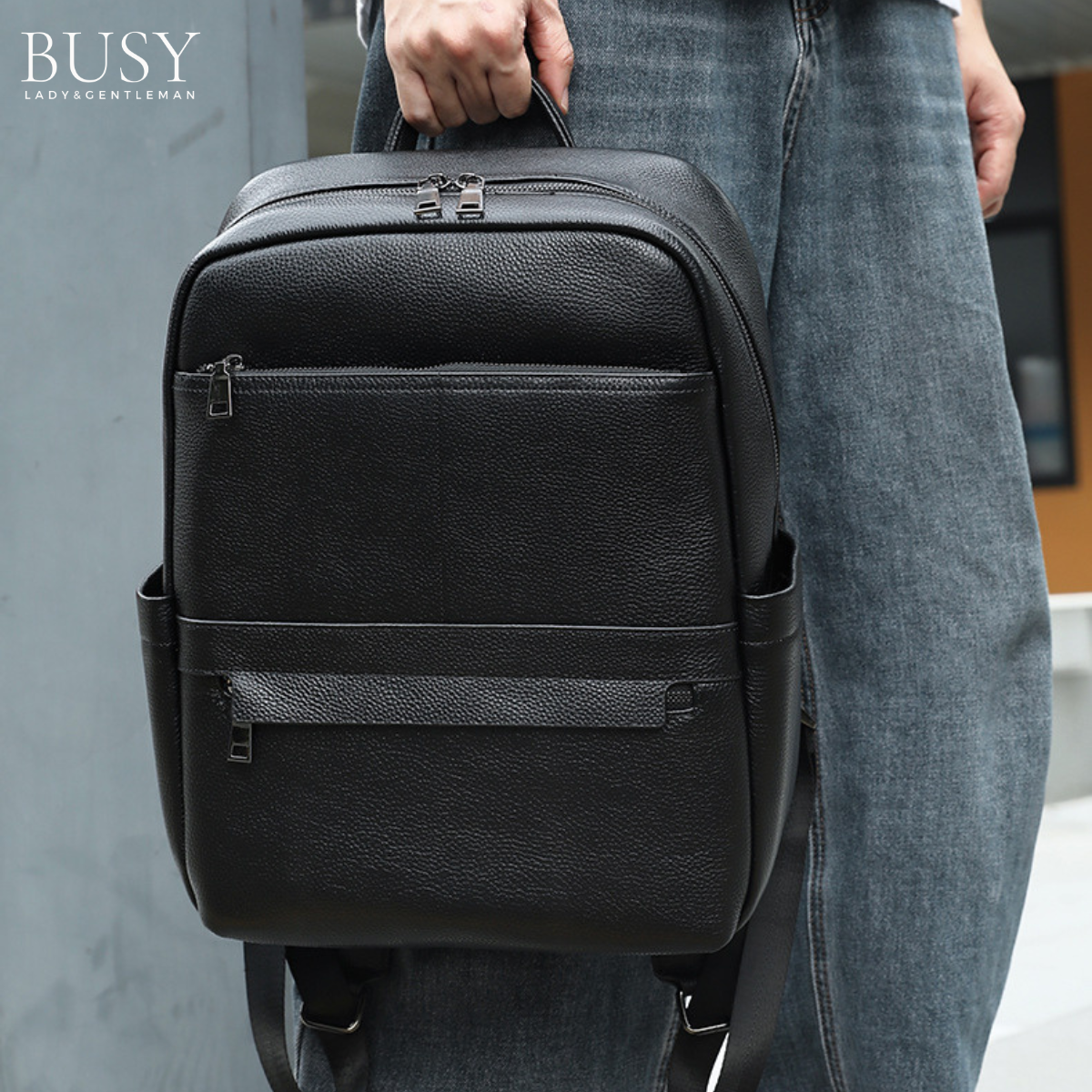 Rucsac Urban / Călătorii din Piele Naturală, Industry, negru