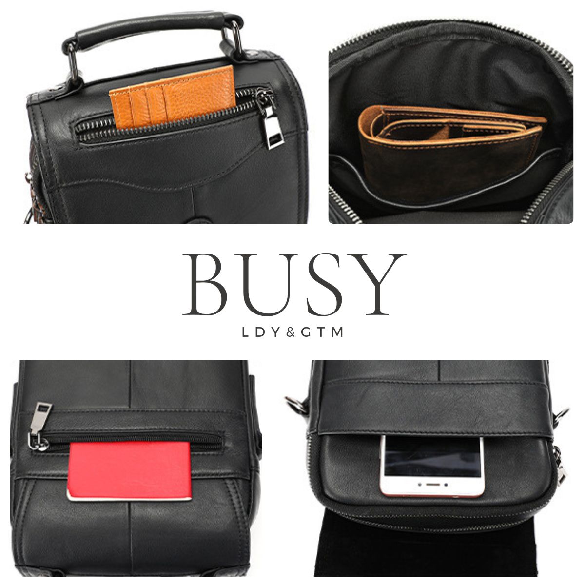Geantă bărbați Tore din piele naturală neagră – eleganță clasică, organizare completă | BUSY LDY & GTM®
