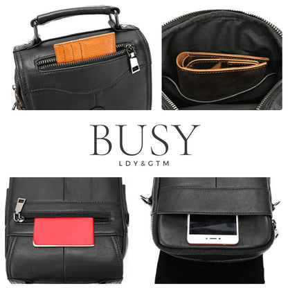 Geantă bărbați Tore din piele naturală neagră – eleganță clasică, organizare completă | BUSY LDY & GTM®
