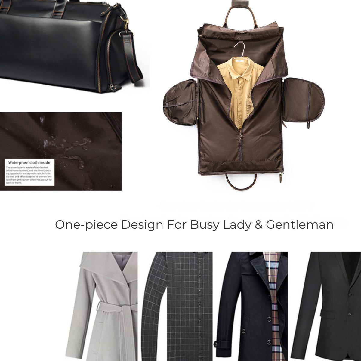 Geanta voiaj piele naturala sala avion business garderoba Atlas Busy Lady & Gentleman negru