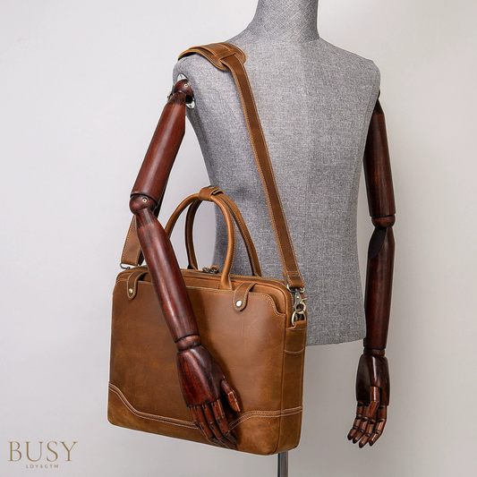 Geanta piele laptop 15.6 inch business Patrik Busy Lady & Gentleman maro