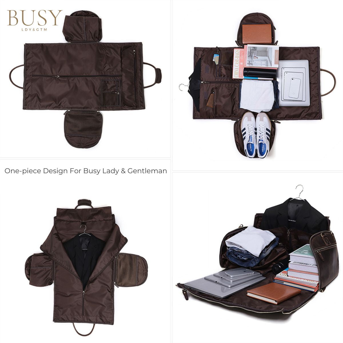 Geanta voiaj piele naturala sala avion business garderoba Atlas Busy Lady & Gentleman negru