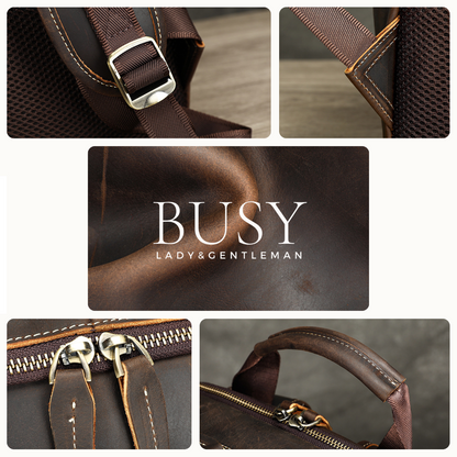 Rucsac pentru Laptop de 17 inch, Piele Naturală Crazy Horse, Enduran, Maro