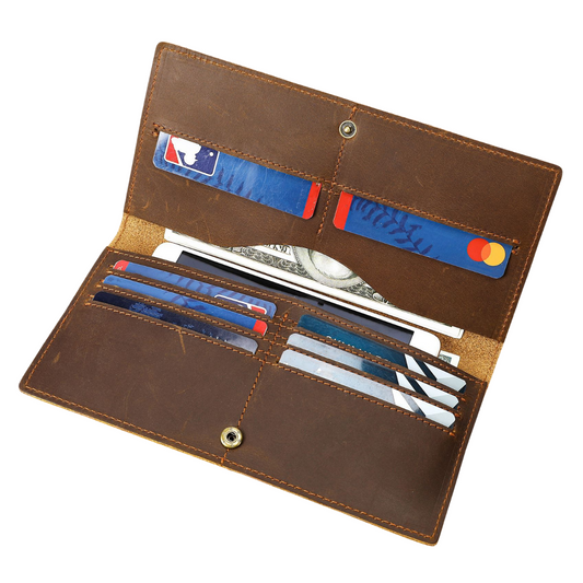 Portofel compact damă piele naturala Crazy Horse, Clas C, Coffee