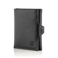 Portofel piele naturala cu protectie anti scanare carduri RFID, design compact trifold, Verona - negru