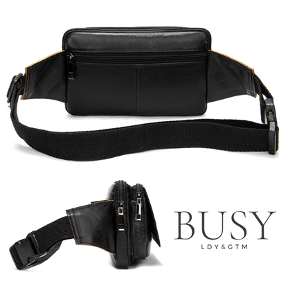 Borseta piele naturala unisex crossbody antifurt Urban Edge Busy Lady & Gentleman negru